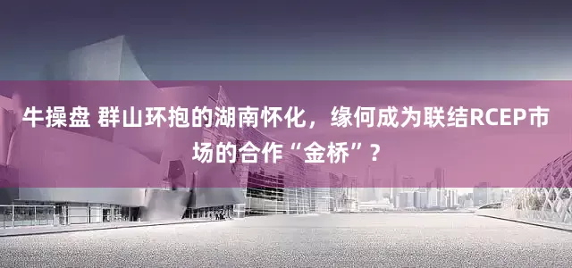 牛操盘 群山环抱的湖南怀化，缘何成为联结RCEP市场的合作“金桥”？