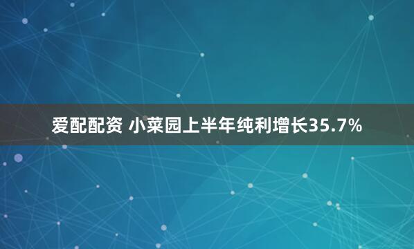 爱配配资 小菜园上半年纯利增长35.7%